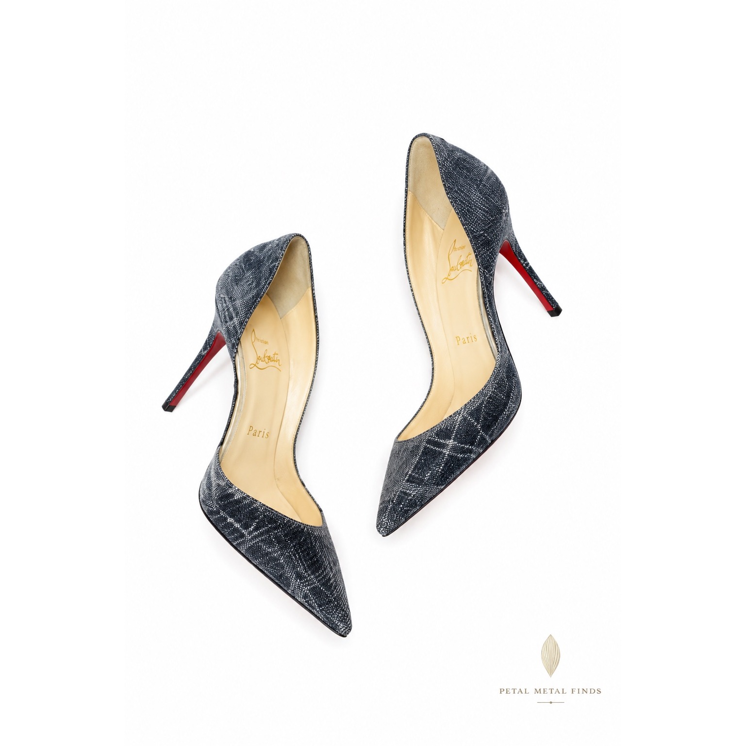 Christian Louboutin Iriza 100mm Black Silver Metallic D'orsay Pumps Eu 36 Box